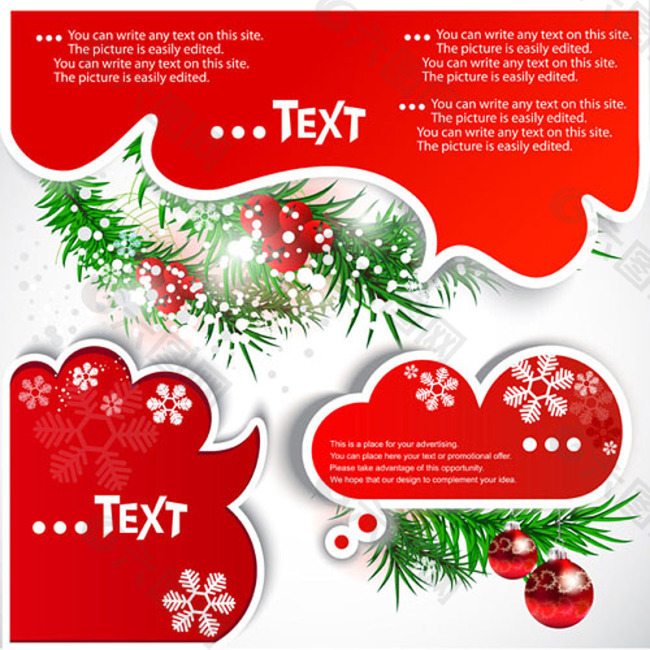 矢量素材圣诞节语言框贴纸标签