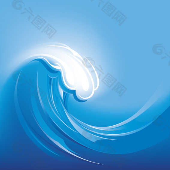 矢量素材蓝色海面波浪背景