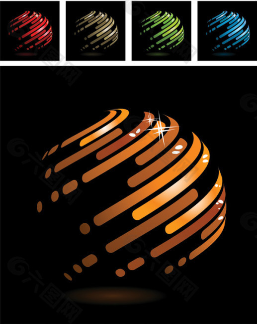 矢量素材抽象幻彩球状圆球