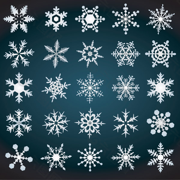 矢量形态各异的圣诞节雪花背景设计元素素材免费下载 图片编号 六图网