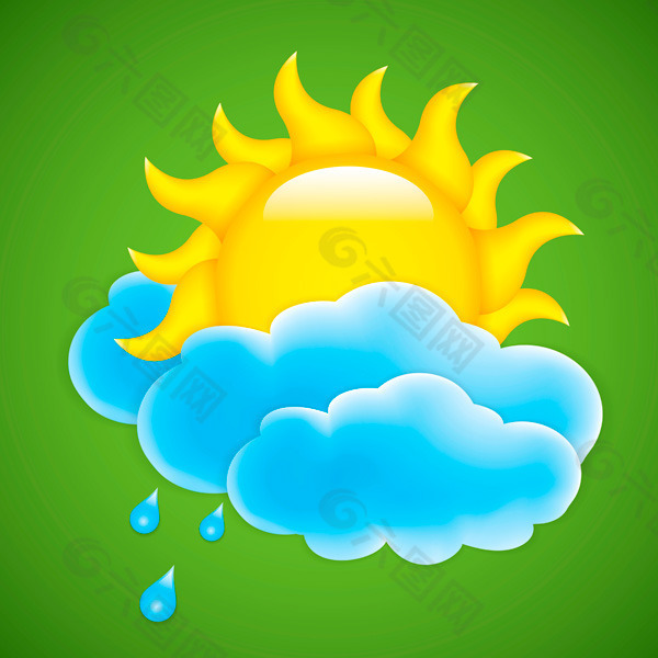 矢量素材可爱卡通版太阳云朵