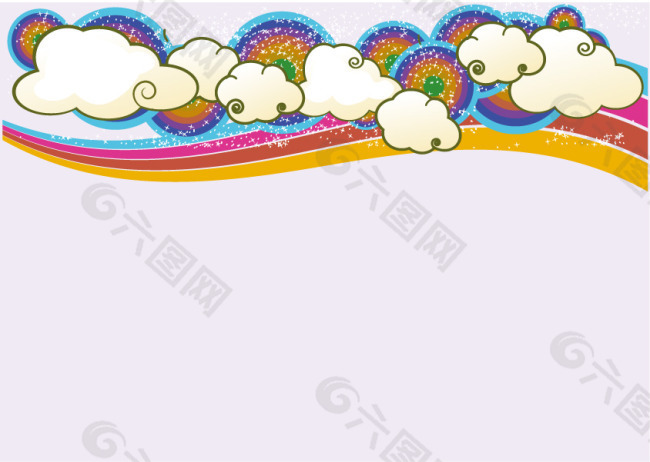 矢量素材可爱潮流云朵彩虹背景