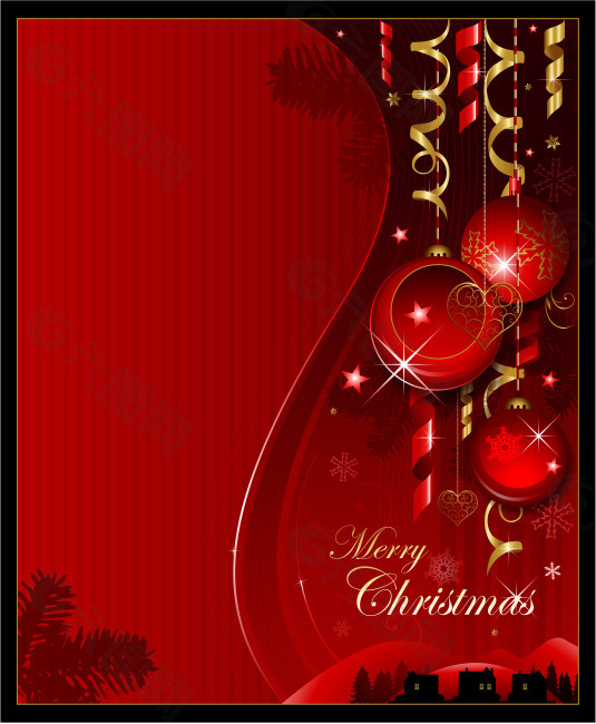 矢量喜庆圣诞吊球背景