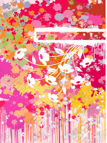 矢量墨迹花朵缤纷色彩素材
