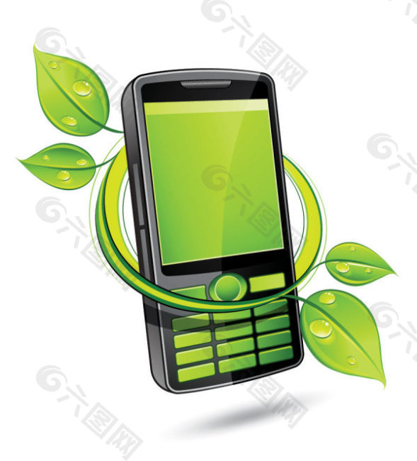 绿色环保手机矢量素材