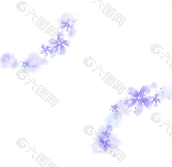 紫色花瓣装饰花边矢量图