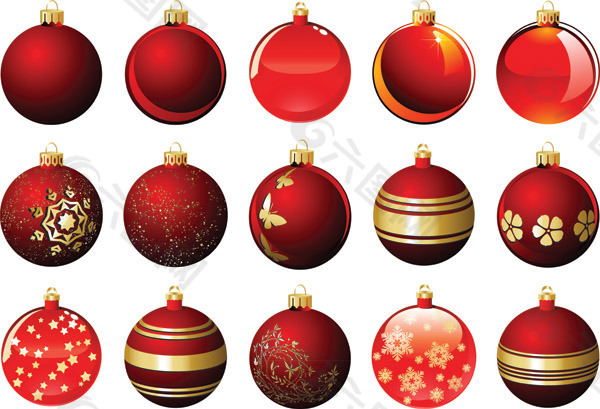 矢量图圣诞装饰彩球