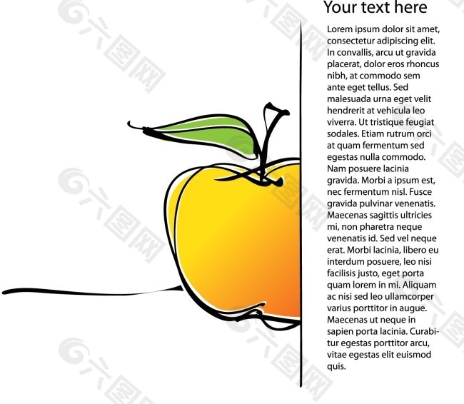 矢量线描苹果手绘艺术海报