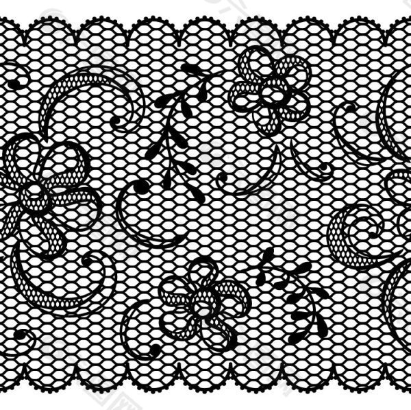 黑白蕾丝花纹矢量图