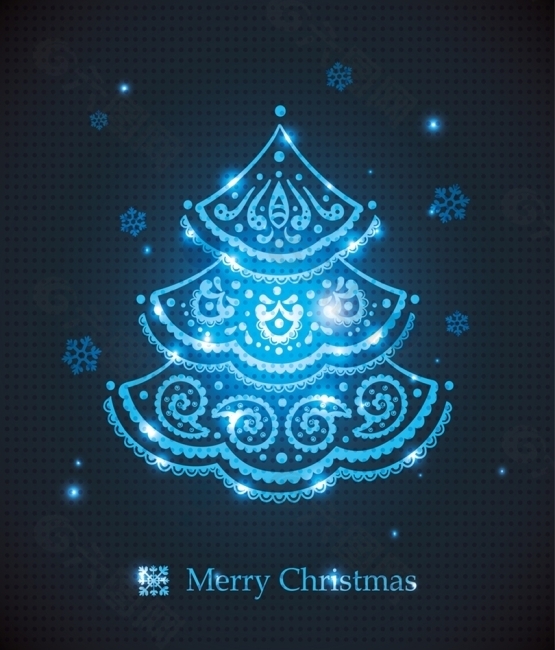 矢量蓝色圣诞树图片设计