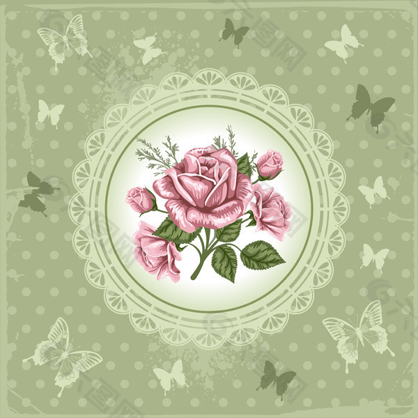 蔷薇花纹底纹背景矢量图设计元素素材免费下载 图片编号 六图网
