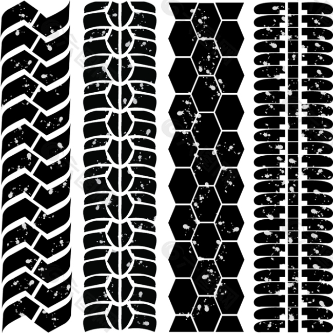 矢量多款轮胎痕迹图片素材
