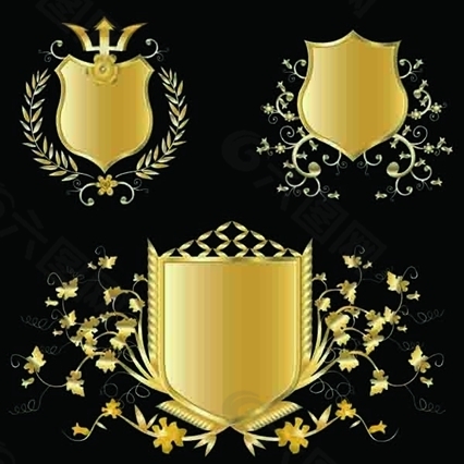 金色盾牌徽章矢量素材