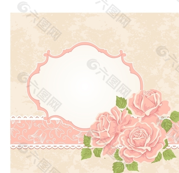 矢量花卉边框卡片背景