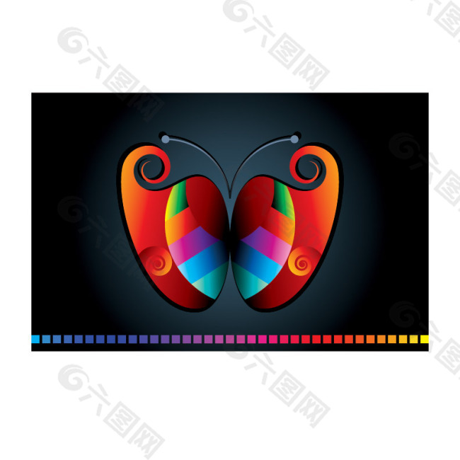 矢量彩色蝴蝶卡片设计背景