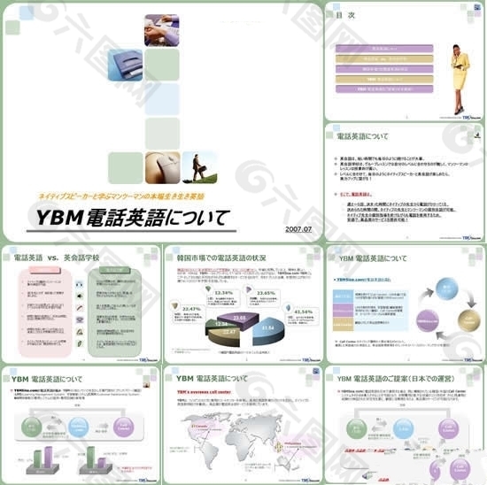 日本YBM英语电话PPT模板