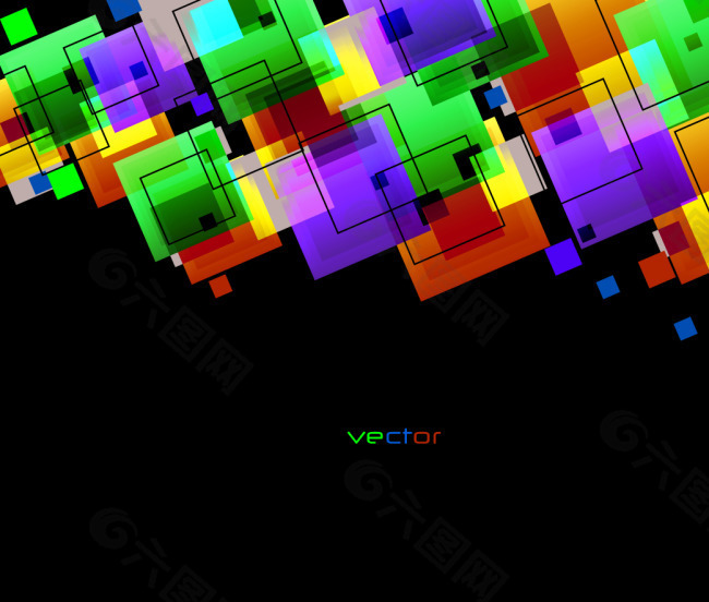 矢量绚丽方块缤纷背景