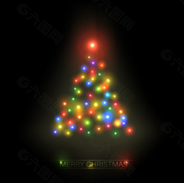 幻彩灯光圣诞树矢量图