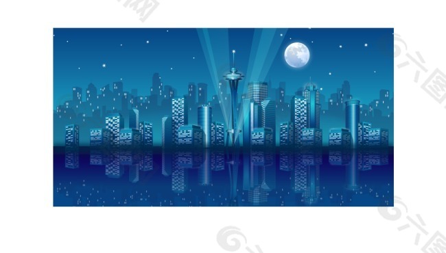 矢量城市夜景星空图片素材