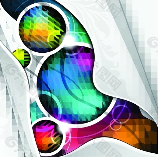 色彩斑斓动感抽象背景矢量素材