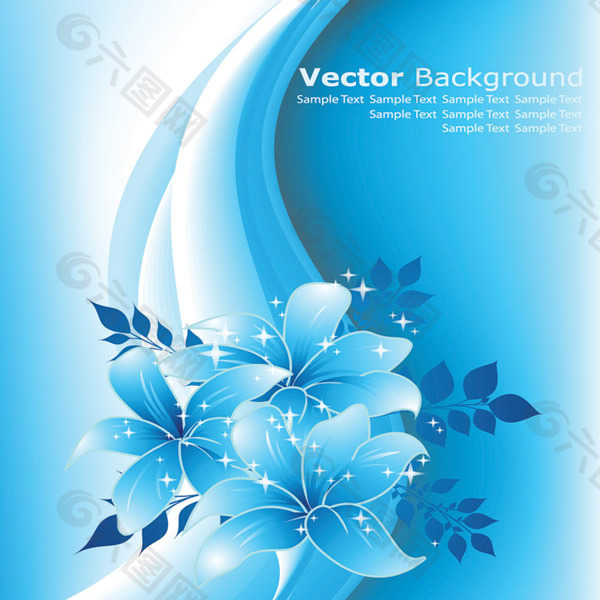 淡蓝花卉装饰背景矢量图