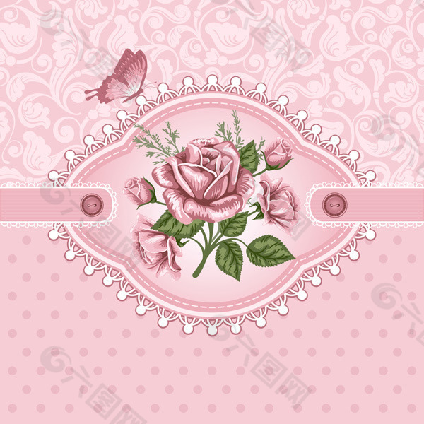 粉色浪漫玫瑰花边