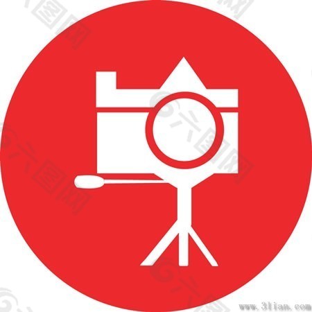 红色背景摄影器材图标