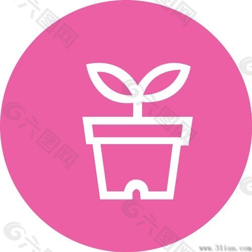 粉色背景盆花图标