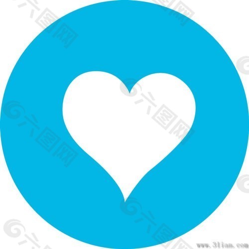 蓝色爱心心型图标