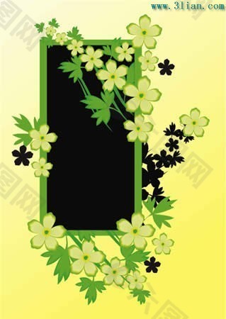 鲜花与绿色边框
