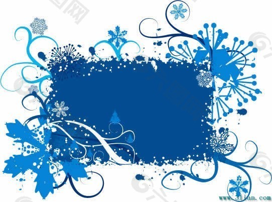 蓝色花纹与边框