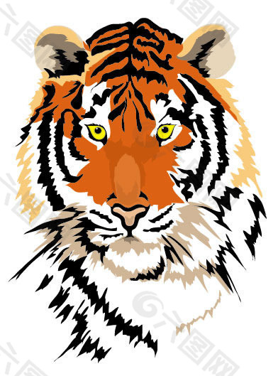 老虎头像图案绘画