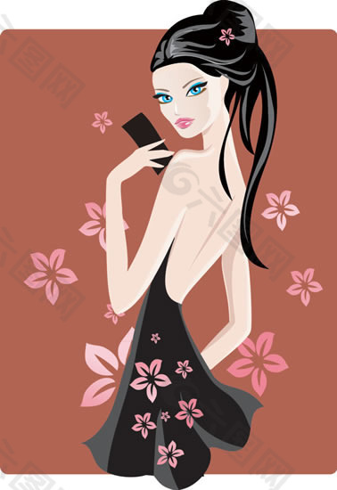 卡通美女插画