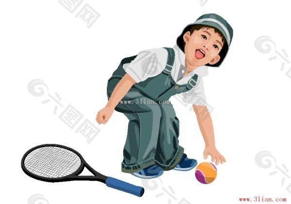网球-小男孩