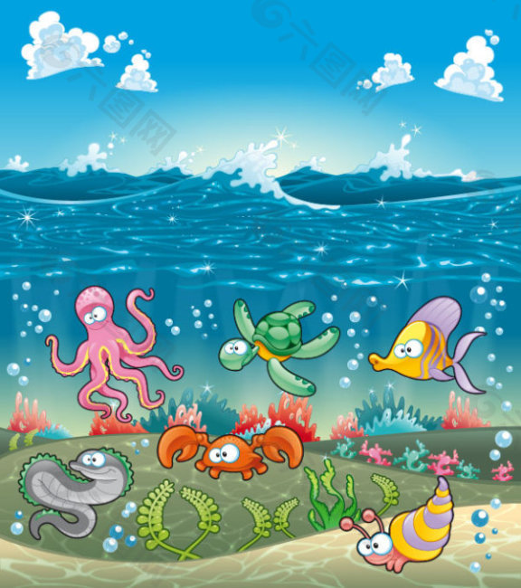 海洋动物卡通插画