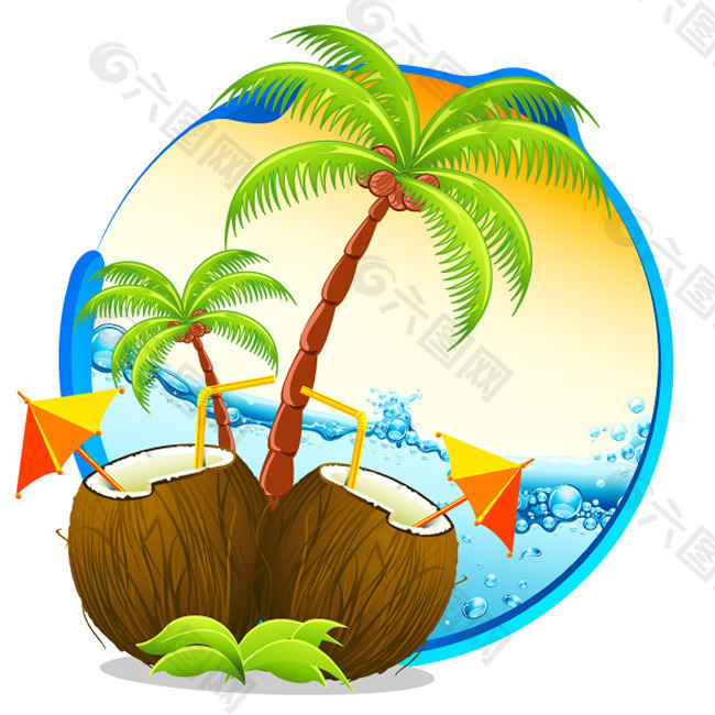 卡通激情夏季椰树