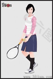 女孩网球运动