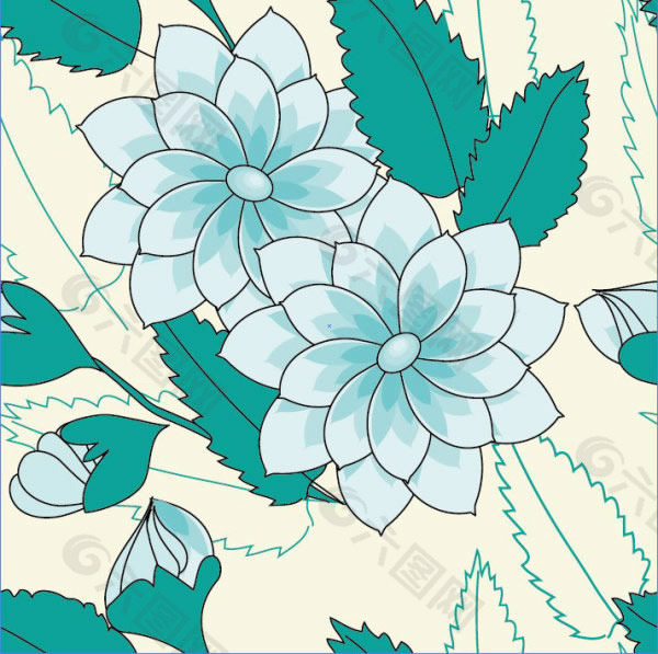 花朵叶脉线稿