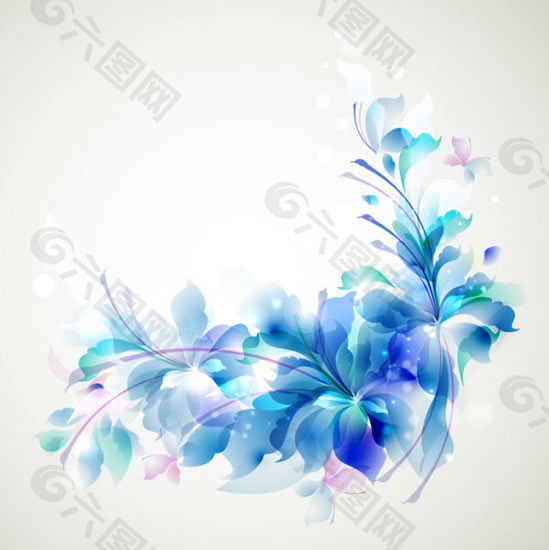 清新淡雅的蓝色花纹