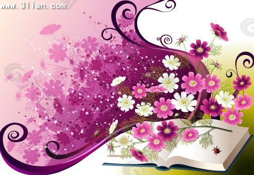 紫色潮流花卉图案