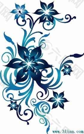 蓝色花卉花纹