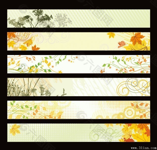 6款植物花纹banner