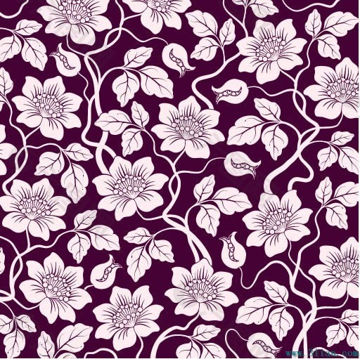 矢量花朵和紫色背景