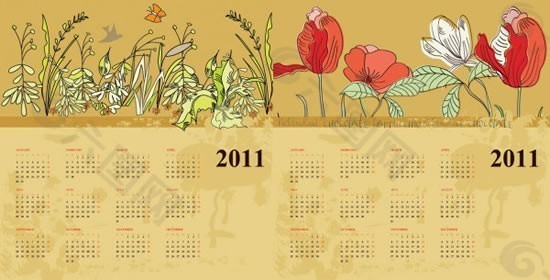 两款花朵的2011日历