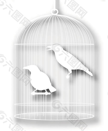 笼子与鸟剪影