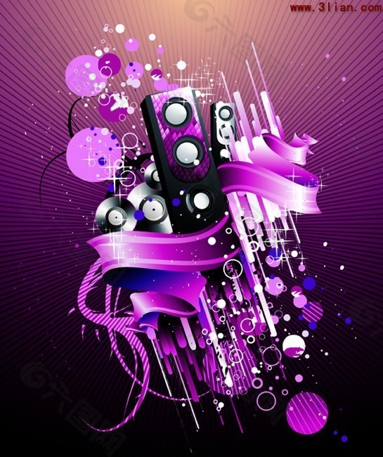 紫色花纹音乐主题背景