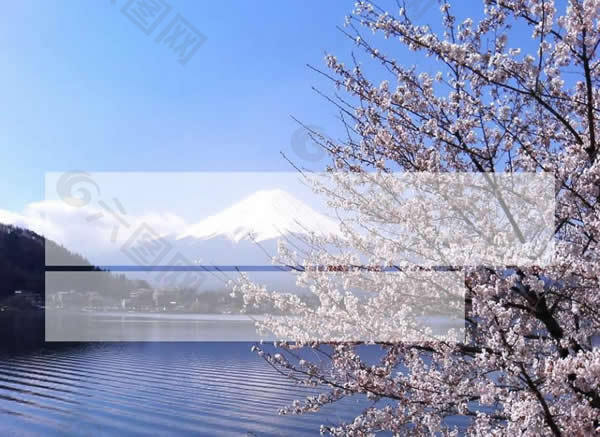 日本富士山下美景PPT模板