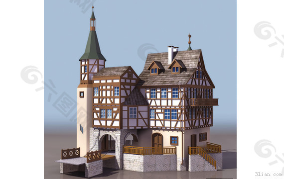 3D西式特色建筑模型