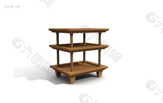 3d木制储物架模型
