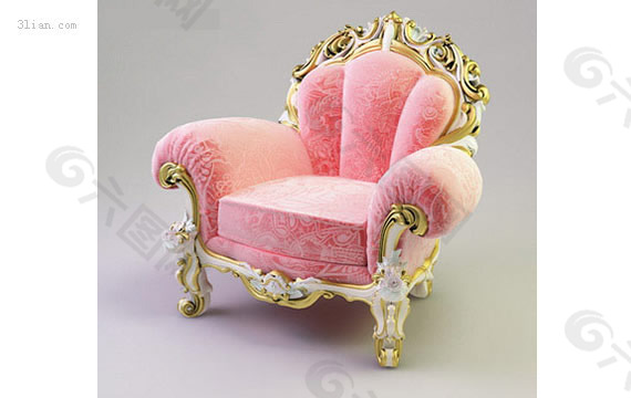 3d欧式豪华单人沙发椅模型